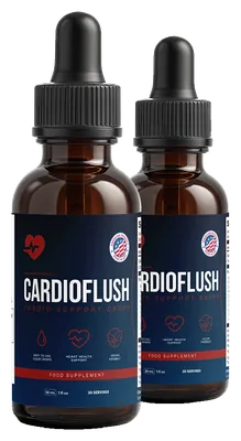 Two amber glass dropper bottles of CardioFlush